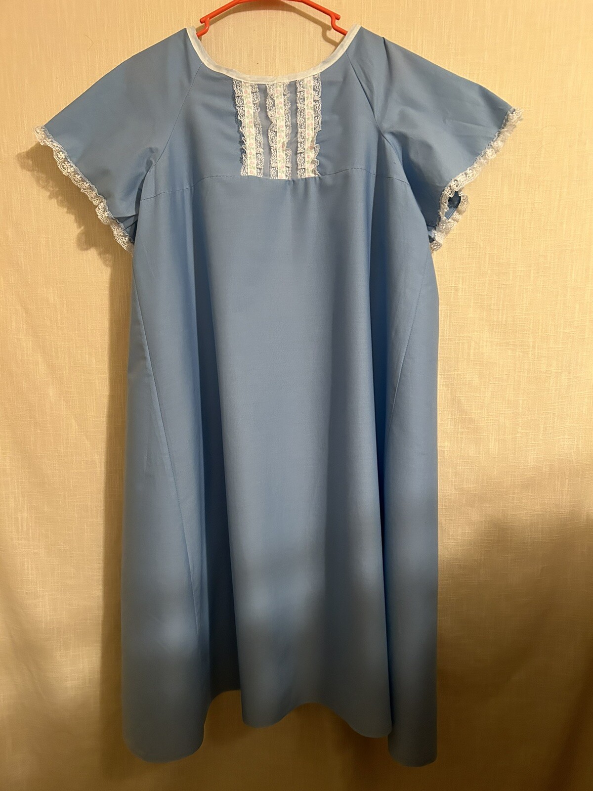 Vtg. NOS Hospital Gown Blue/Sz.S/M Pink Rose Bud Sz.L/XL Cotton Blend