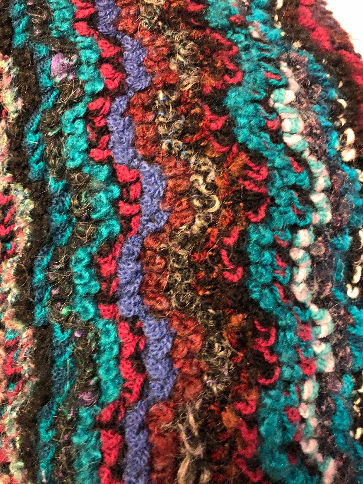 Graff California Wear Vintage Coat Of Many Colors Multicolor Yarn Knit Jacket 14