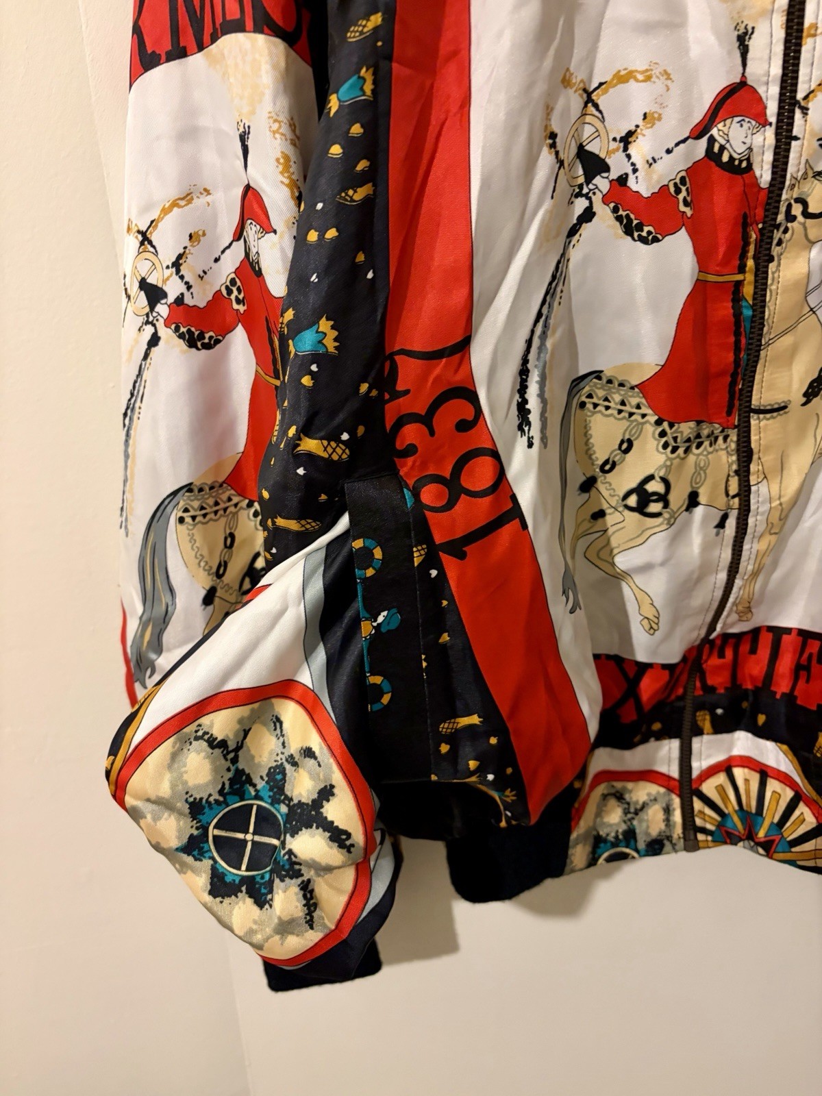 Vintage 80s 90s Silk Bomber Jacket Reworked From Hermes Scarf Women’s 25×25