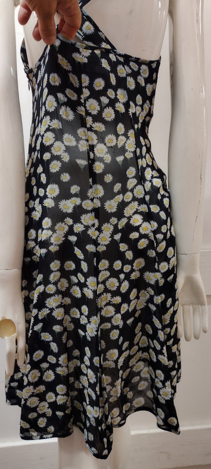 Escada Sport 1990s Daisies Sheer Sundress Grunge Cross Backless ITALY 36 Medium