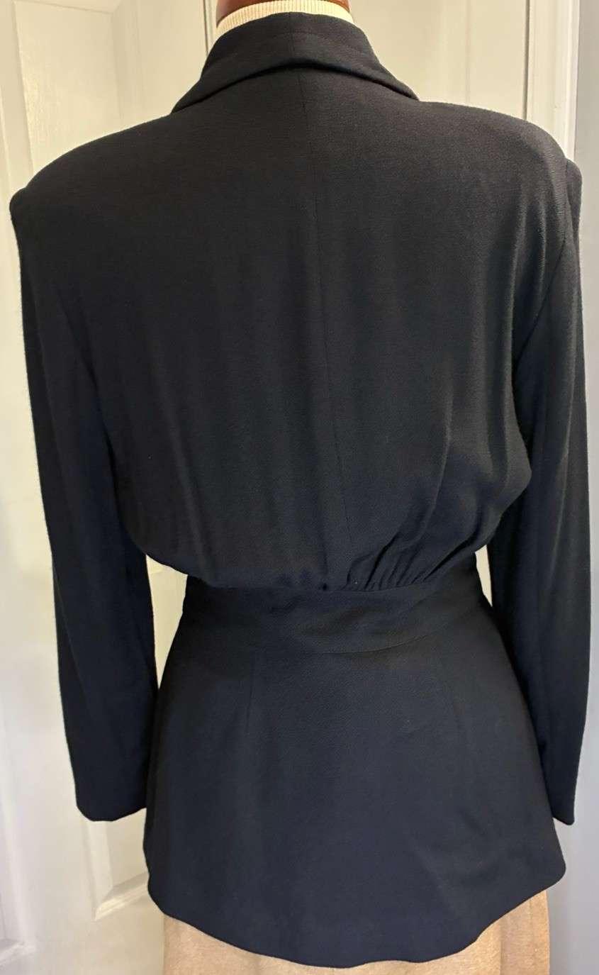 Vintage 90s Express Compagnie Internationale Belted Blazer Jacket Black 5/6 NOS