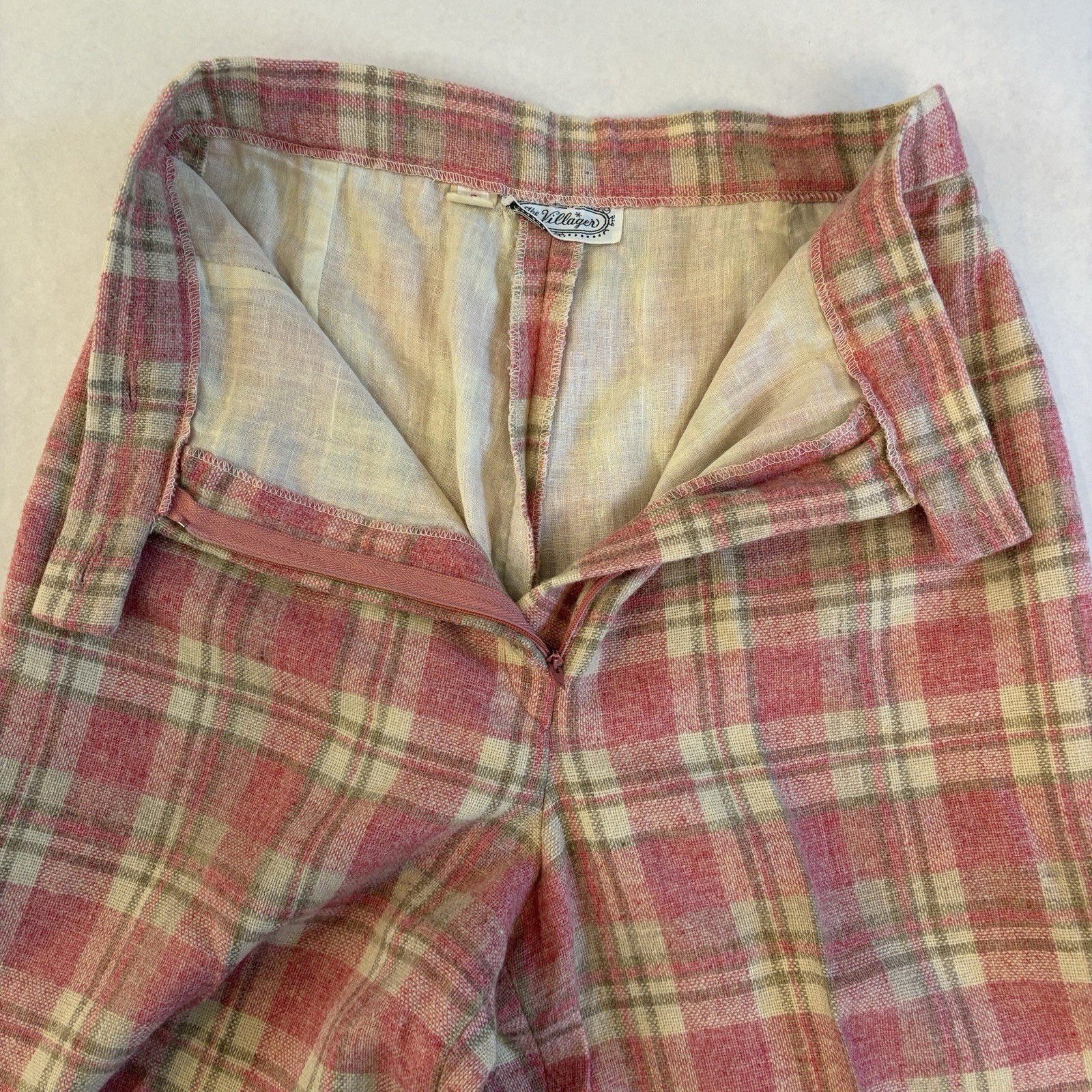 Plaid Suit Jacket Pants Pink WOOL Sz 10 and Sz 8 Vintage Retro 70&rsquo;s The Villager