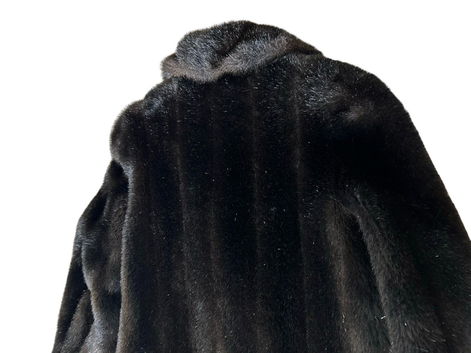 VTG Faux Fur Mid Length Coat Size READ Dark Brown Notch Collar Lined Pockets