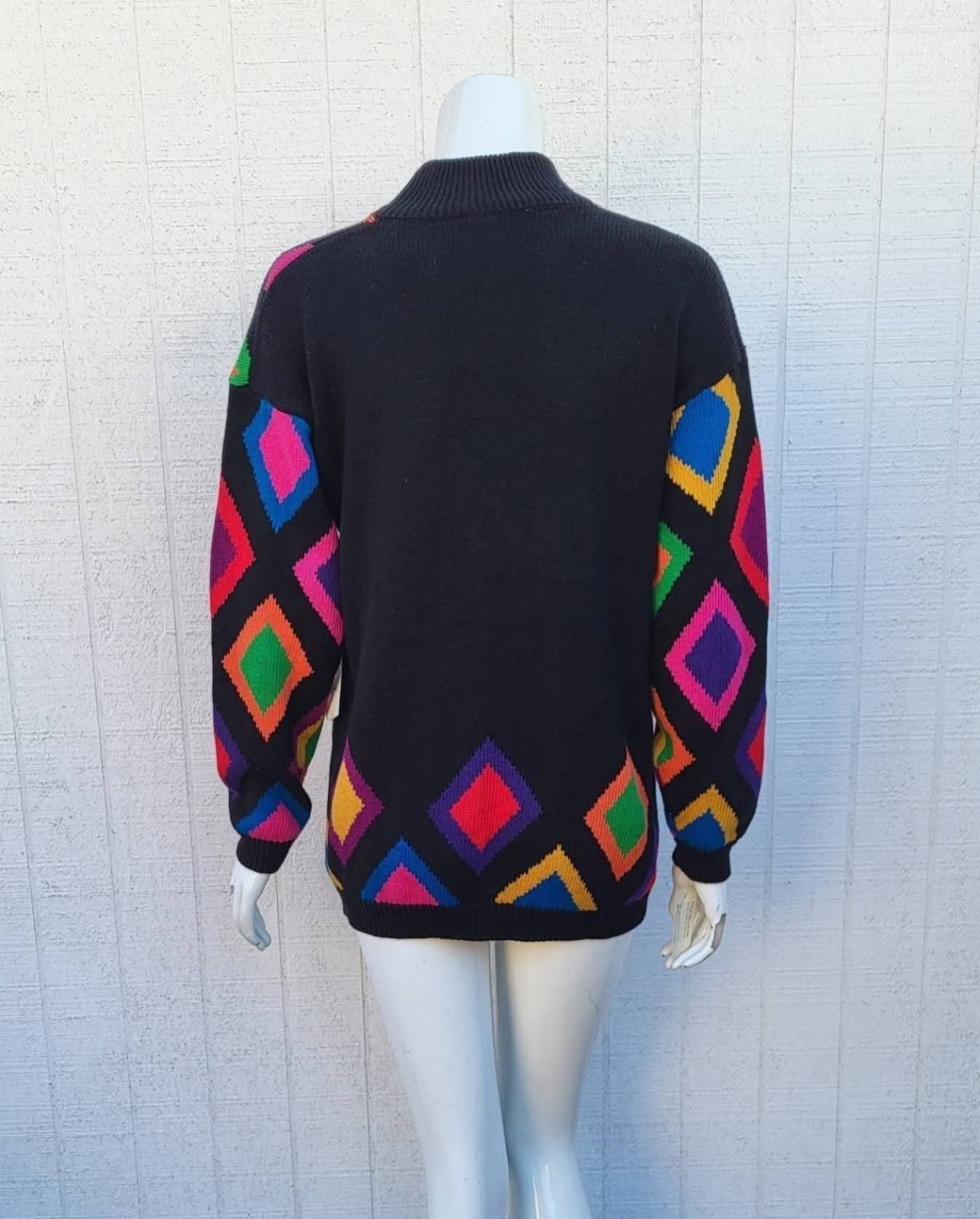 1980s Deadstock Rafaella Argyle Harlequin Style Knit Pullover Sweater