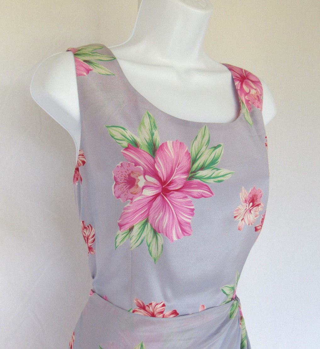 VINTAGE 1990s 2000s SPENSER JEREMY SLEEVELESS SILK FLORAL DRESS TIED OVERLAP