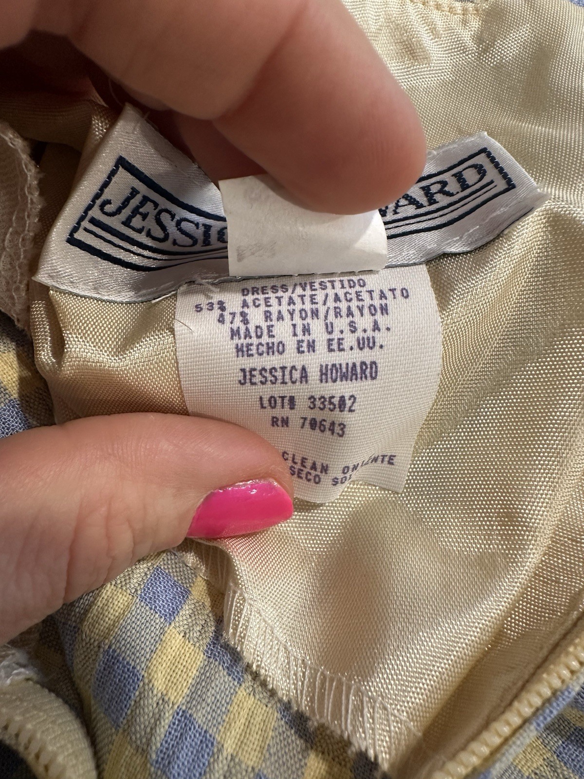 Vintage Blue Yellow Button Down Jessica Howard Dress Allie Notebook Style Sz 10