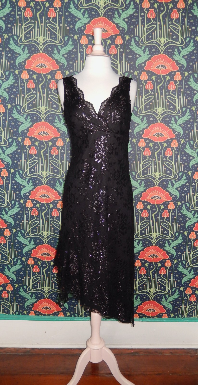 Vintage 90&rsquo;s Y2K Dress Black Lace Whimsigoth Grunge Asymmetrical Cocktail