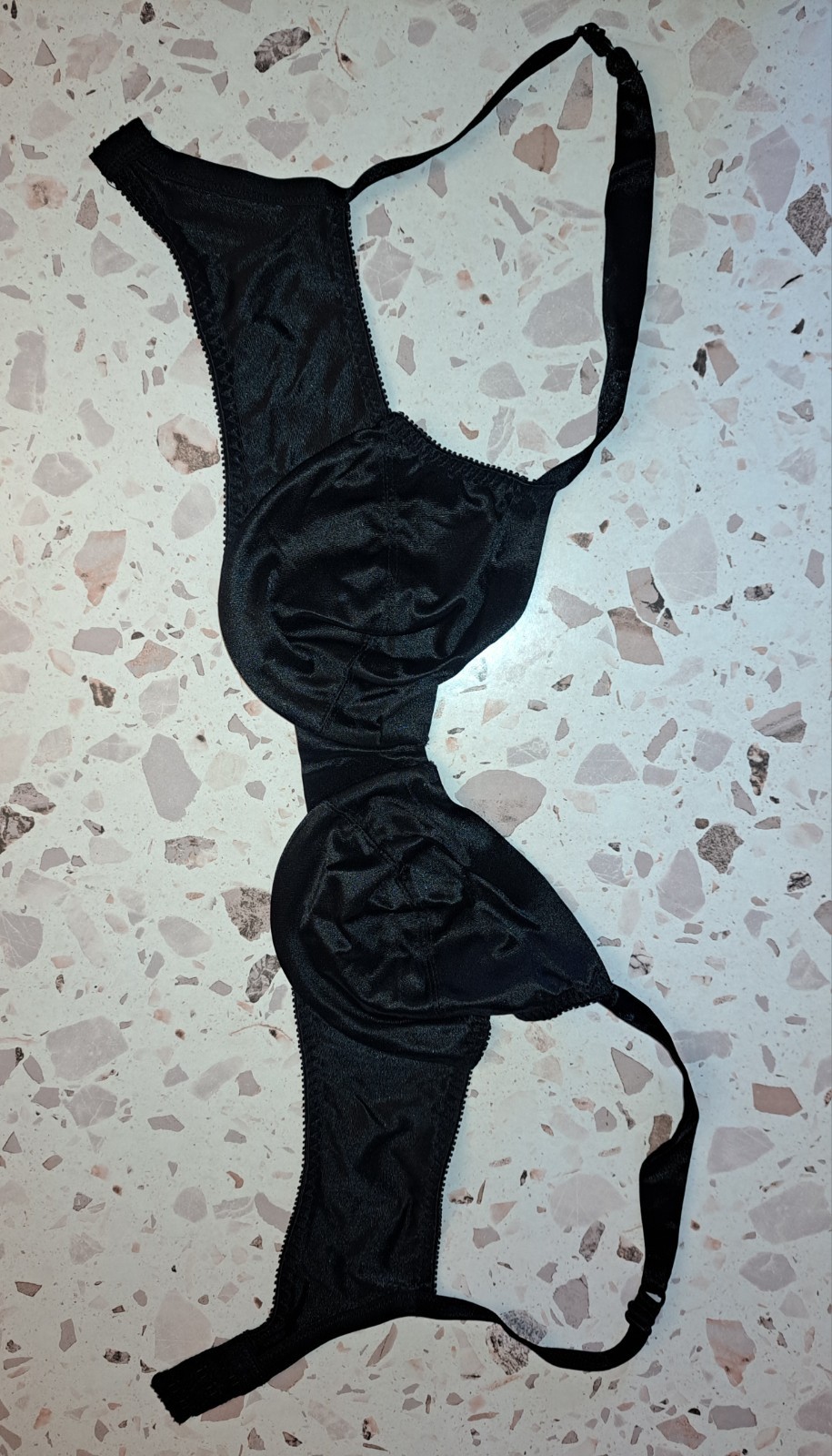 Vtg 90s Delicates Second Skin Satin Bra Black 36C Unlined Underwired Sexy Gothic