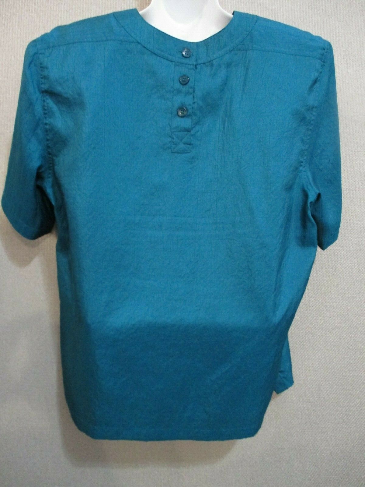 Vintage Joan Harper Shell Top Size 14 Textured Dark Teal Green