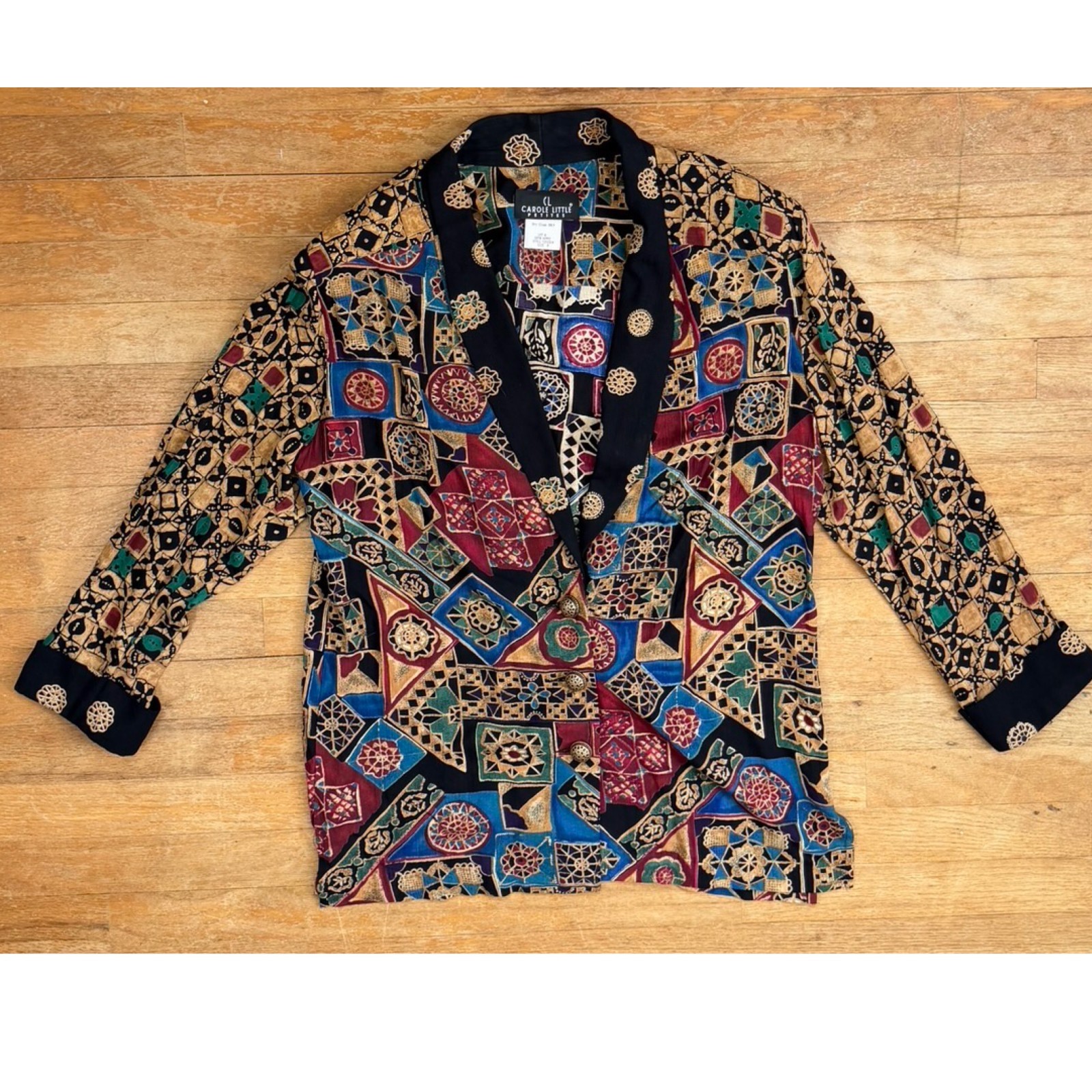 Vintage Geometric Art Print Blazer Jacket Size Medium Oversize Carole Little