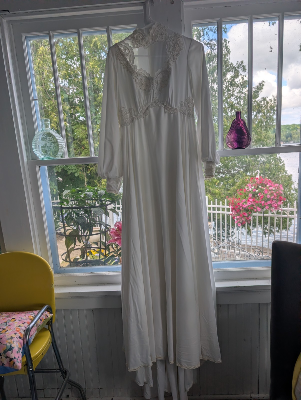 VTG 70s Gunne Sax Sz. 13/14 Romantic Wedding Bridal Lace Prairie Dress