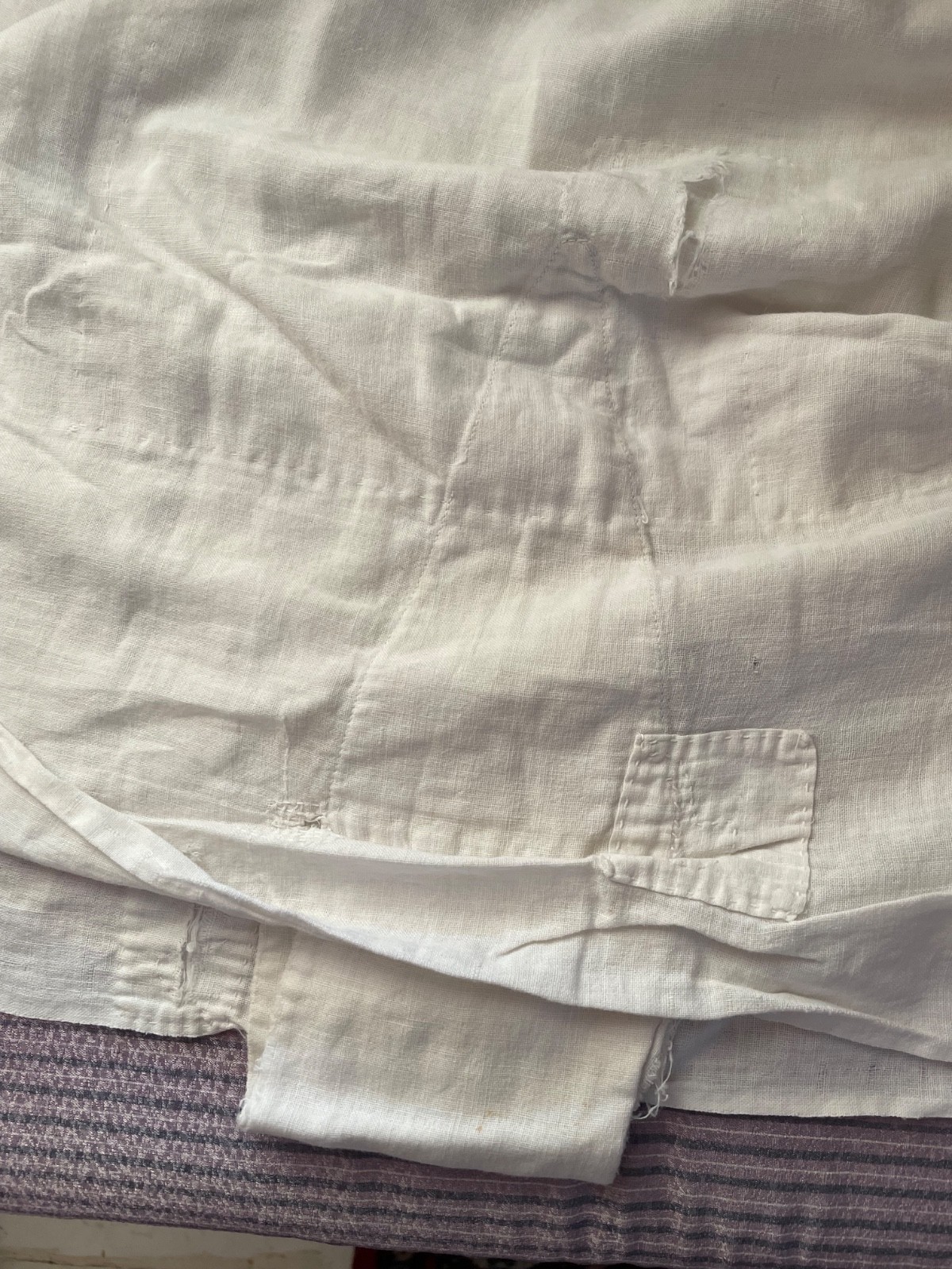 Antique Edwardian White Cotton Floral Embroidered Step In All-In-One S/M Slip