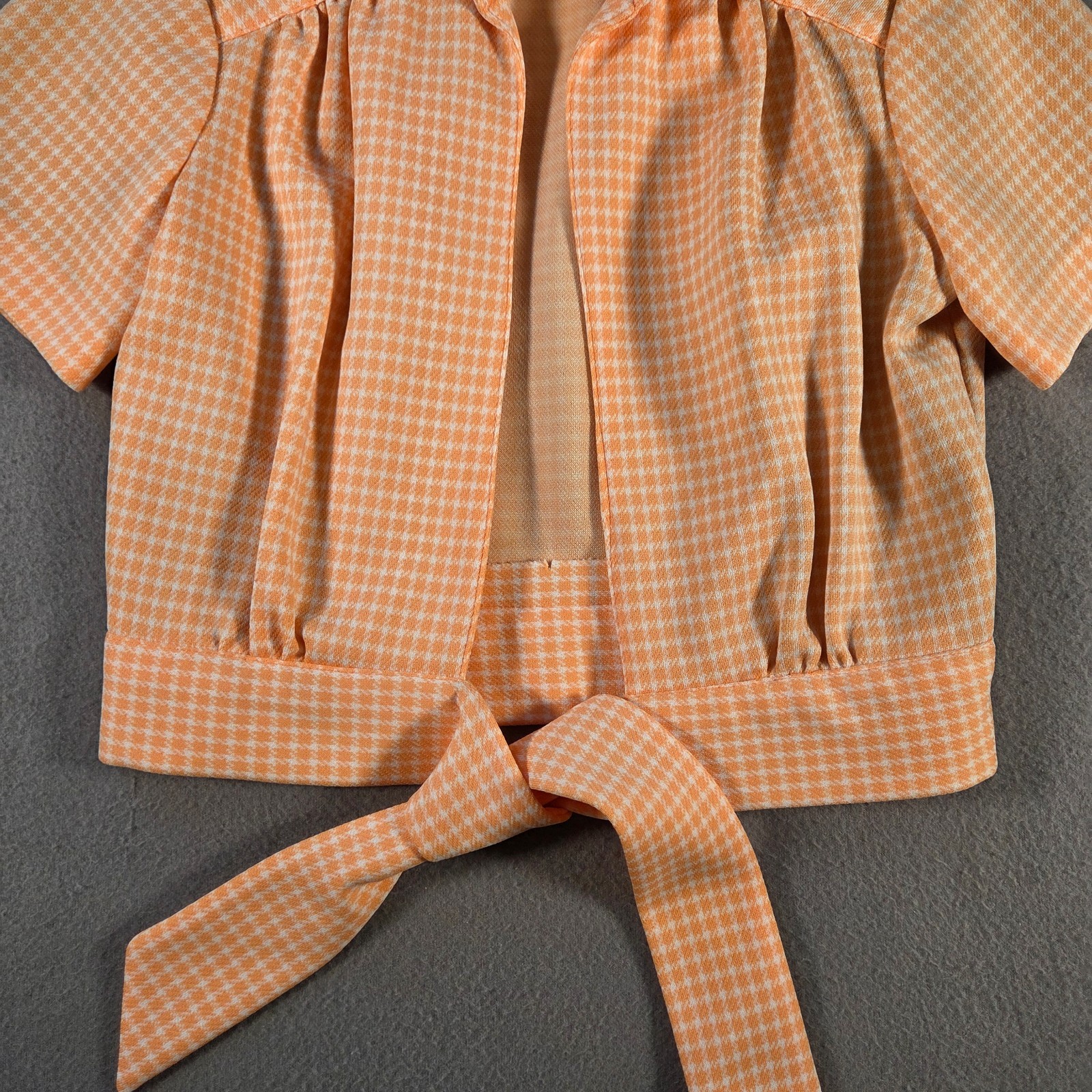 Vintage Toni Todd Jacket Womens Small Cropped Bow Creamsicle Houndstooth 70s