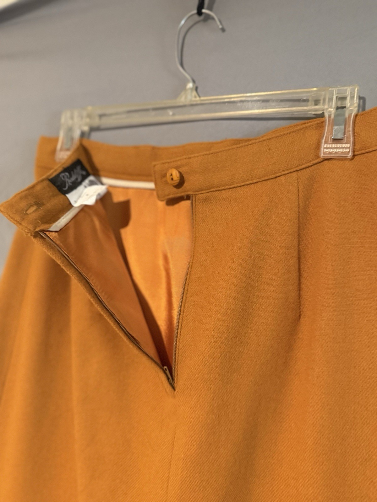 Radcliffe Women’s Orange Solid Lined Midi Pencil Skirt Button Accent Size 2
