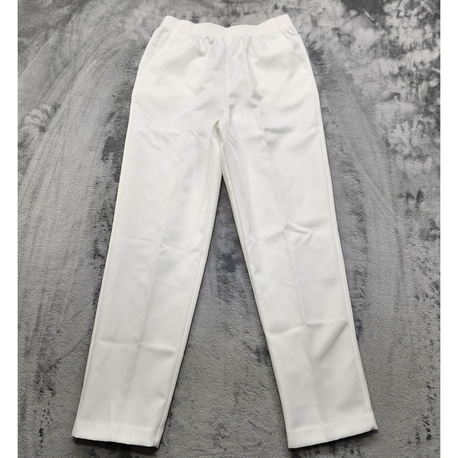 Vintage National Pants Womens 12 White Pull On Stretch Tapered Casual Pockets