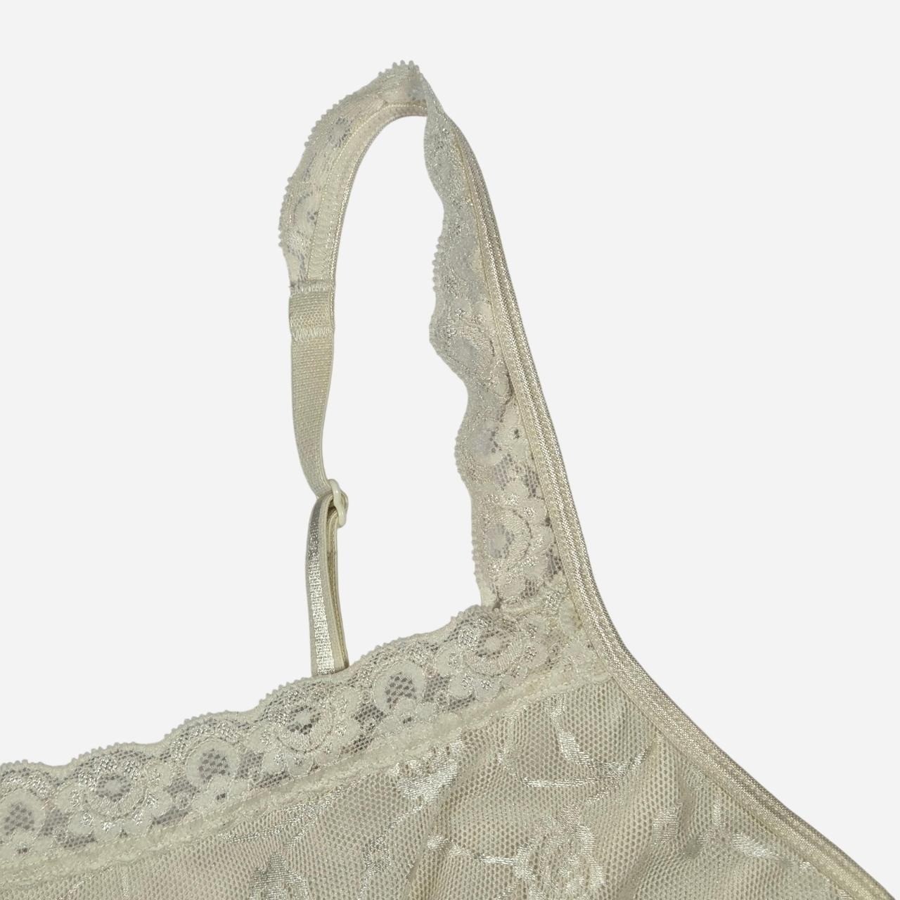 White lace trim floral embroidery cami tank top / M / cottage, fairy, coquette
