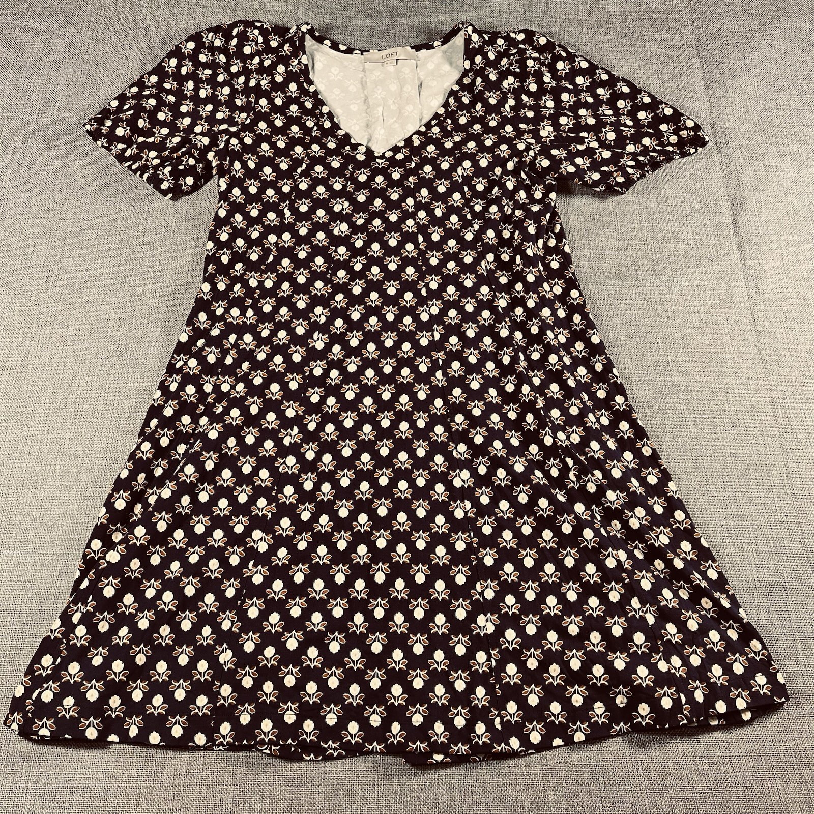 Vintage 1990s Express Tricot Brown Diamond Short Sleeve Mini Dress Size XS