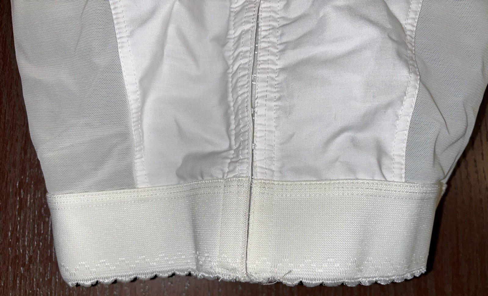 Vintage Sears Longline Bra 38DD Style 48677 White Cotton/Poly Ribs