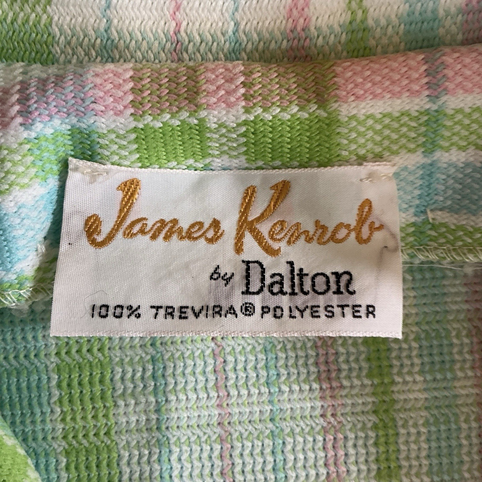 70s VINTAGE James Kenrob Dalton Lime Plaid 3-Pc Top Vest Pants Set Size S #28D8
