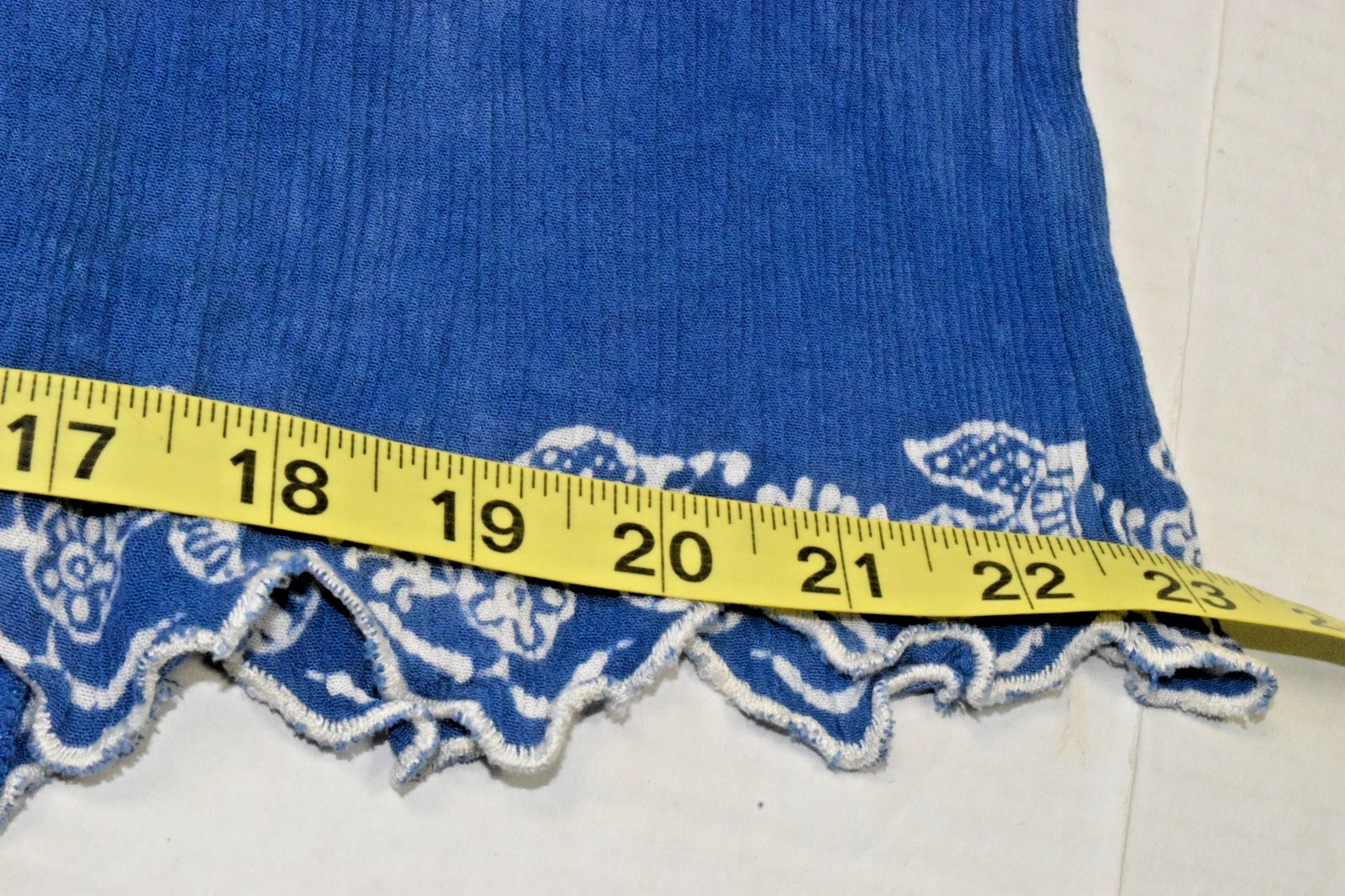Vintage Dress Marcia and Me Size S 90s Ocean Blue Rayon Crinkle Embroidered Trim