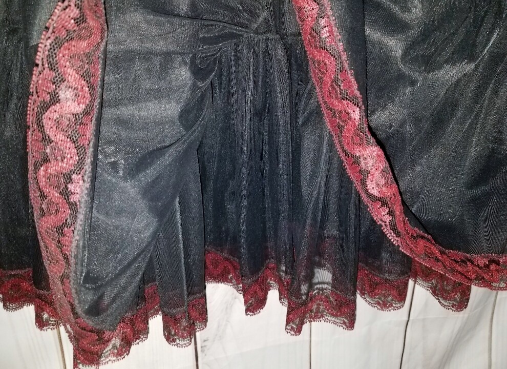 VTG 40 Perlcrest 36 Black Full Slip Double Layer Lined Lace Rockabilly Nylon 821