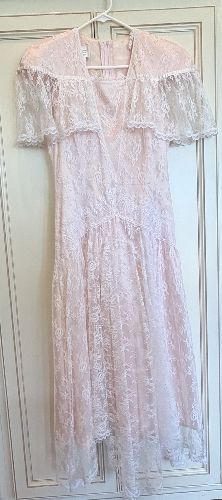 Gunne Sax Vintage Pink Lace Prairie Dress Romantic Renaissance 70s Jessica mcC