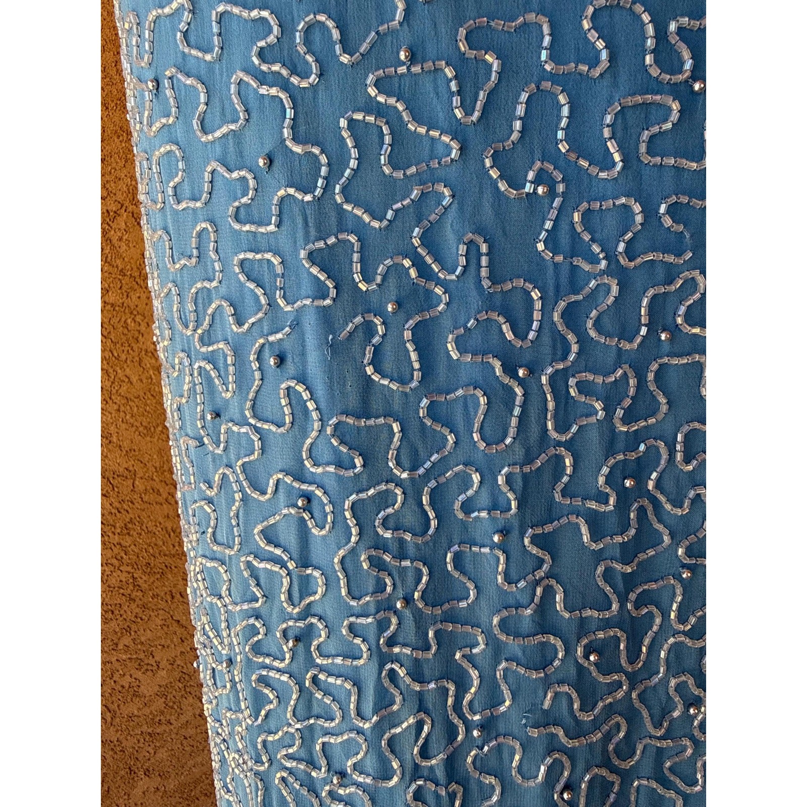 Andretta Donatello 90s Silk Beaded Gown with Cutout Waist Detail