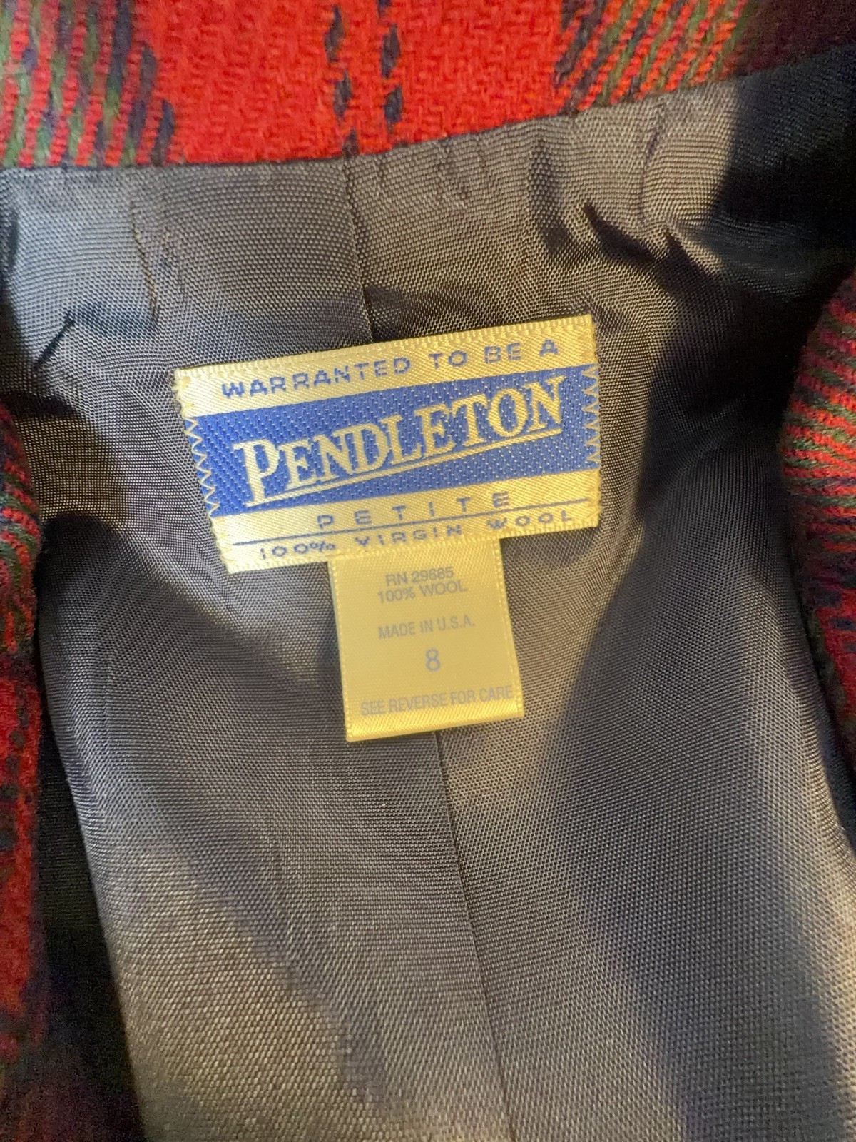 Vintage Pendleton Wool Plaid Skirt Suit Red Green Petite 8 USA Christmas