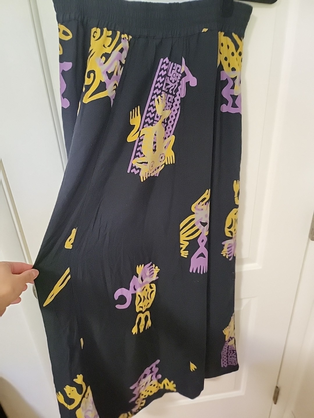 Vintage Frog Maxi Black Skirt Medium Summer Cute Kitschy Flowy Whimsigoth
