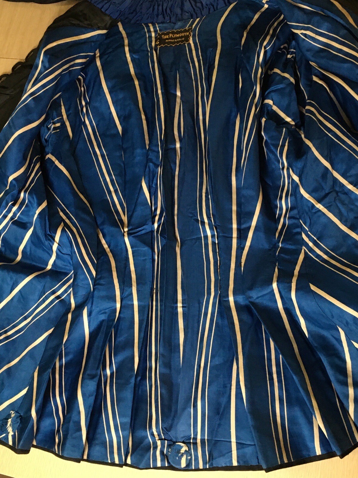 Exquisite Antique Edwardian Black & Blue Silk Walking Skirt Suit