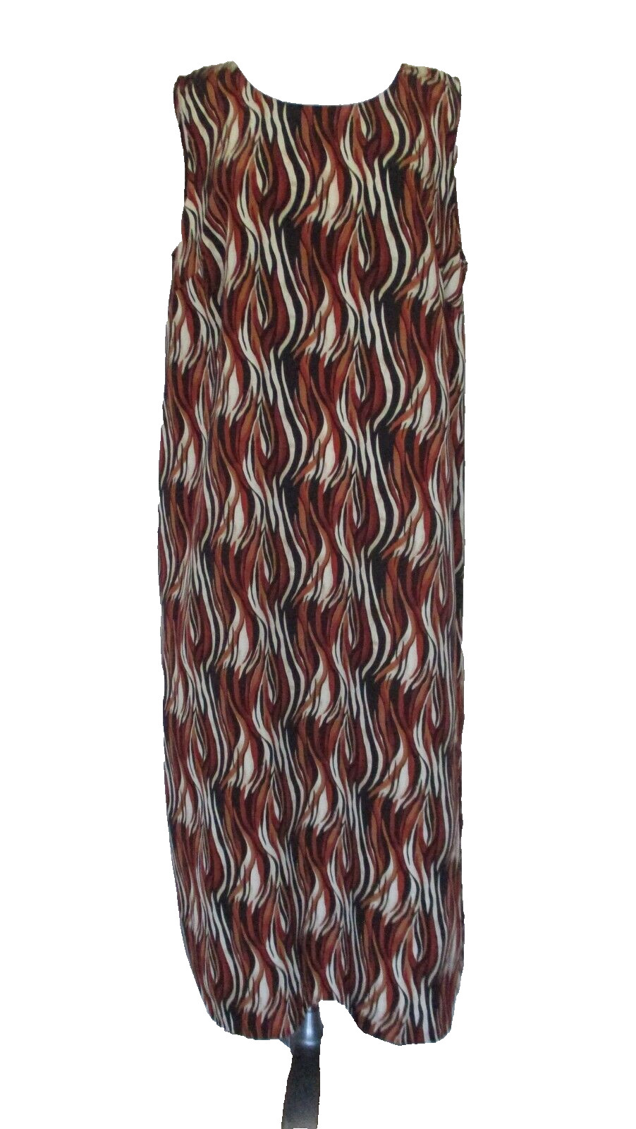 Vintage Maxi Dress 20W Women Brown Black Beige Rayon Willy&rsquo;s New York Sleeveless