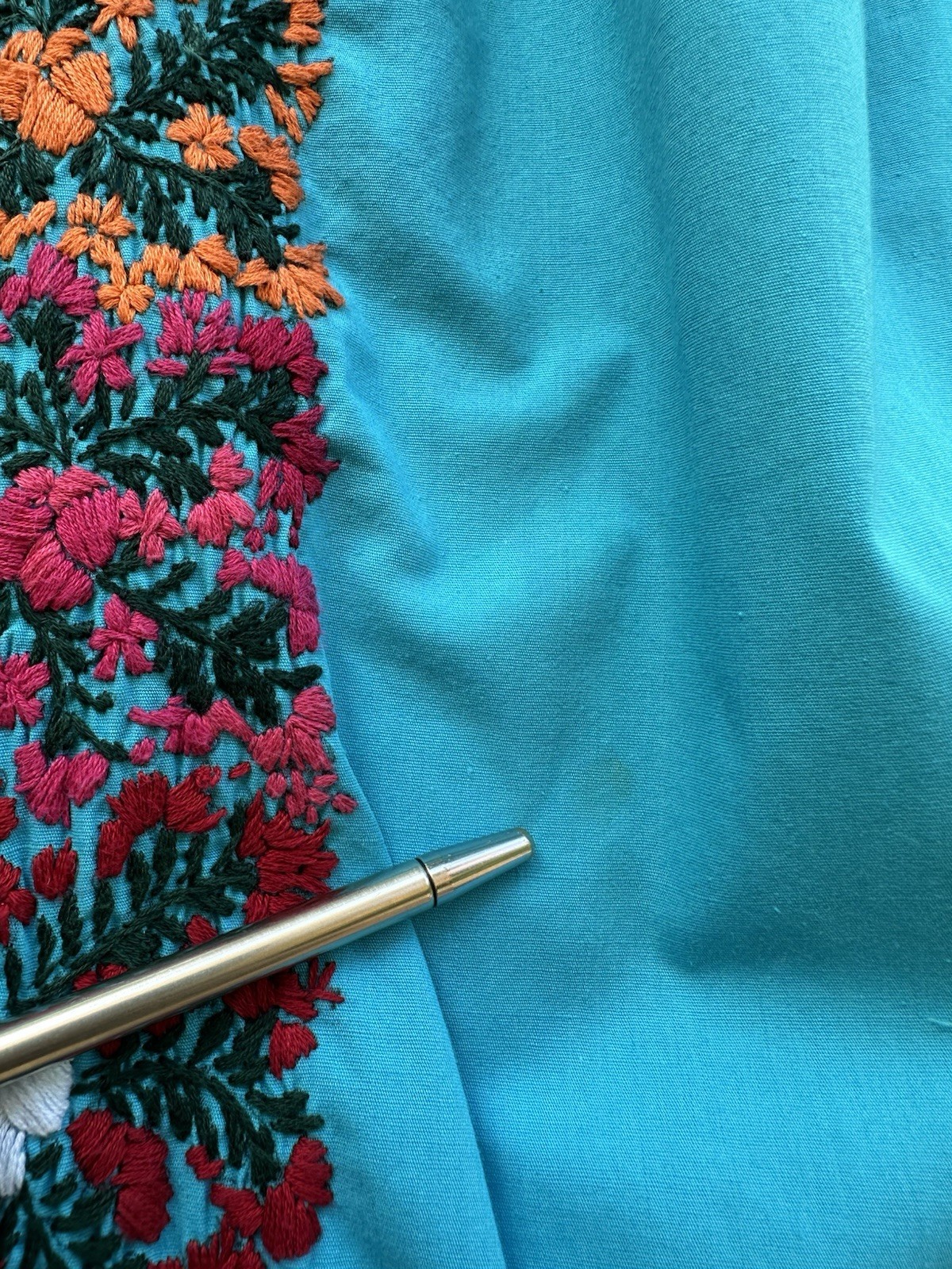 1970s San Antonino Oaxacan Huipil Dress Cotton Hand Embroidered Mexico S VTG
