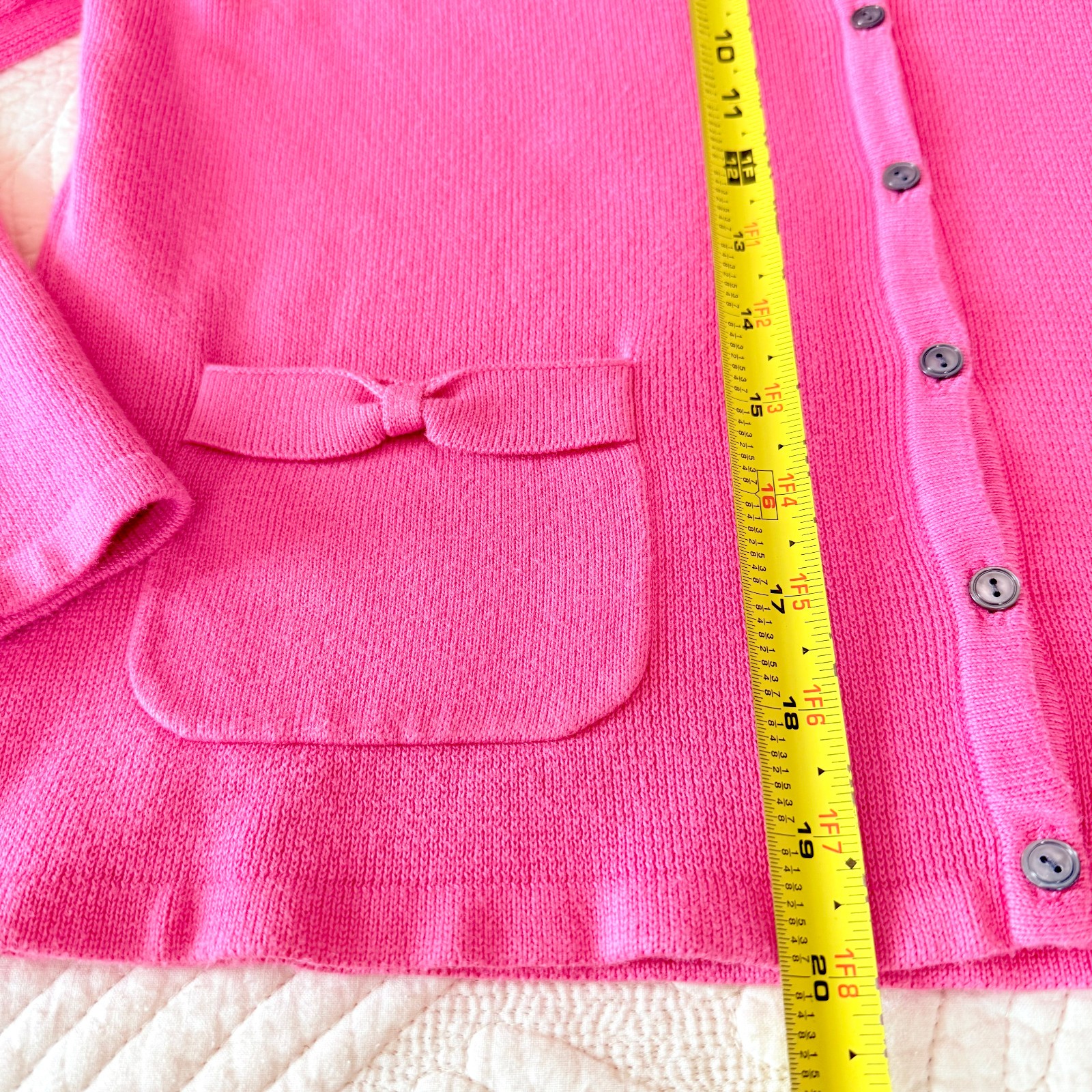 VTG Harold&rsquo;s Pink Bow Collared Twee Cotton Sweater Cardigan Size L