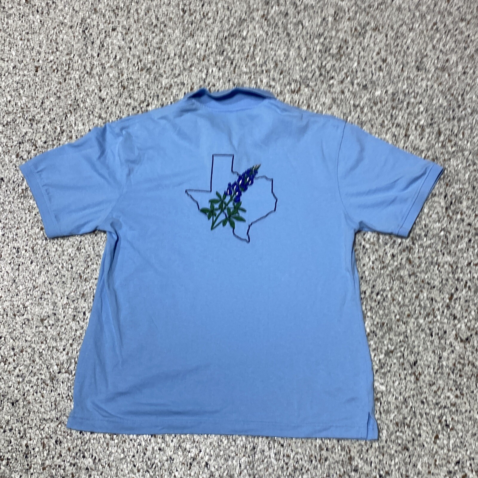 VTG 90s Texas bluebonnet Mockingbird Polo Womens Sz L Large Anvil Embroidered
