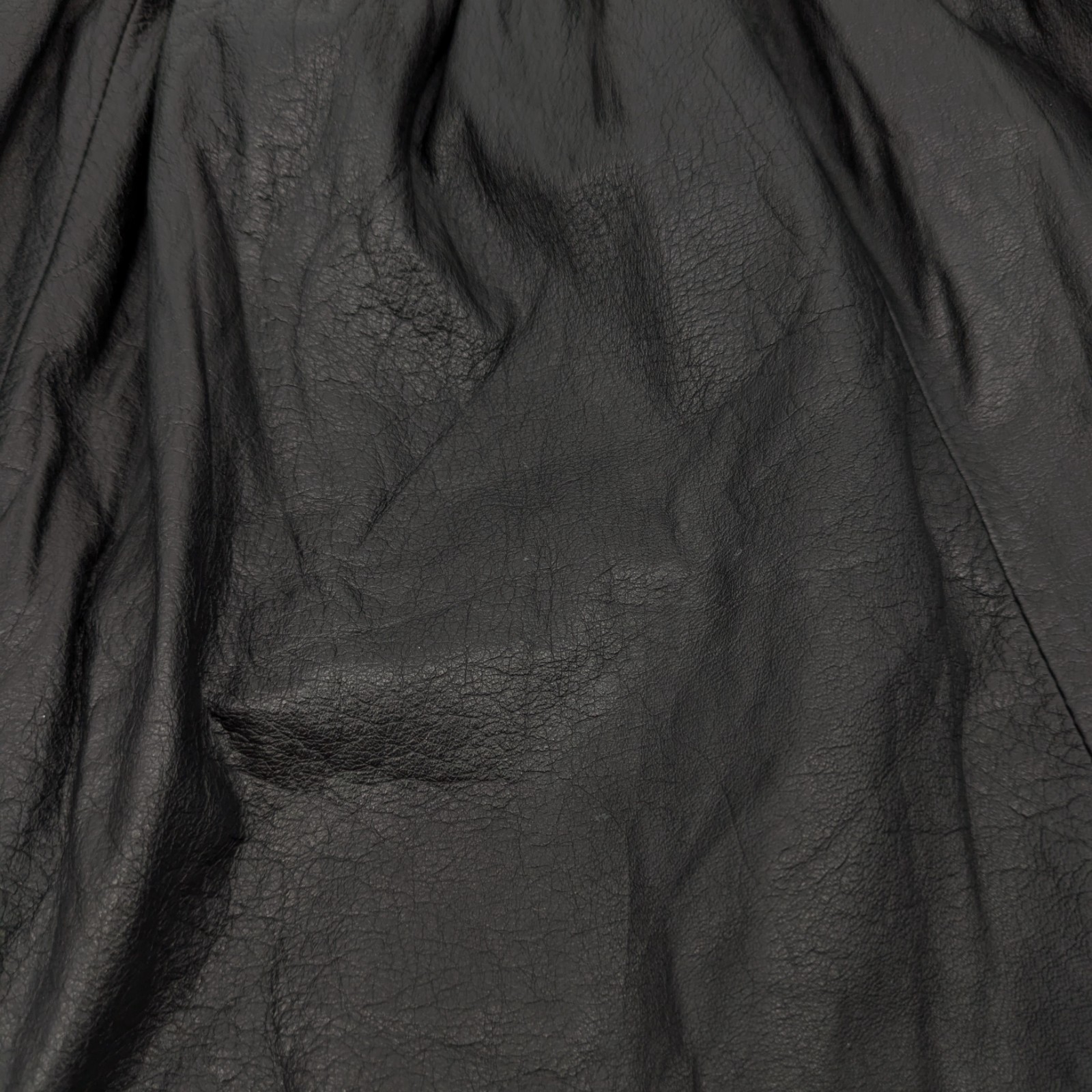 VTG 80s Black Leather Quilted Midi Skirt Womens 8 Yoke New Wave Goth Avant Garde