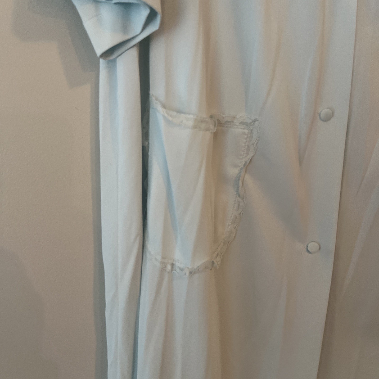 Vintage Shadowline Nightgown Robe Set Baby Blue Peter Pan Collar Medium Lace