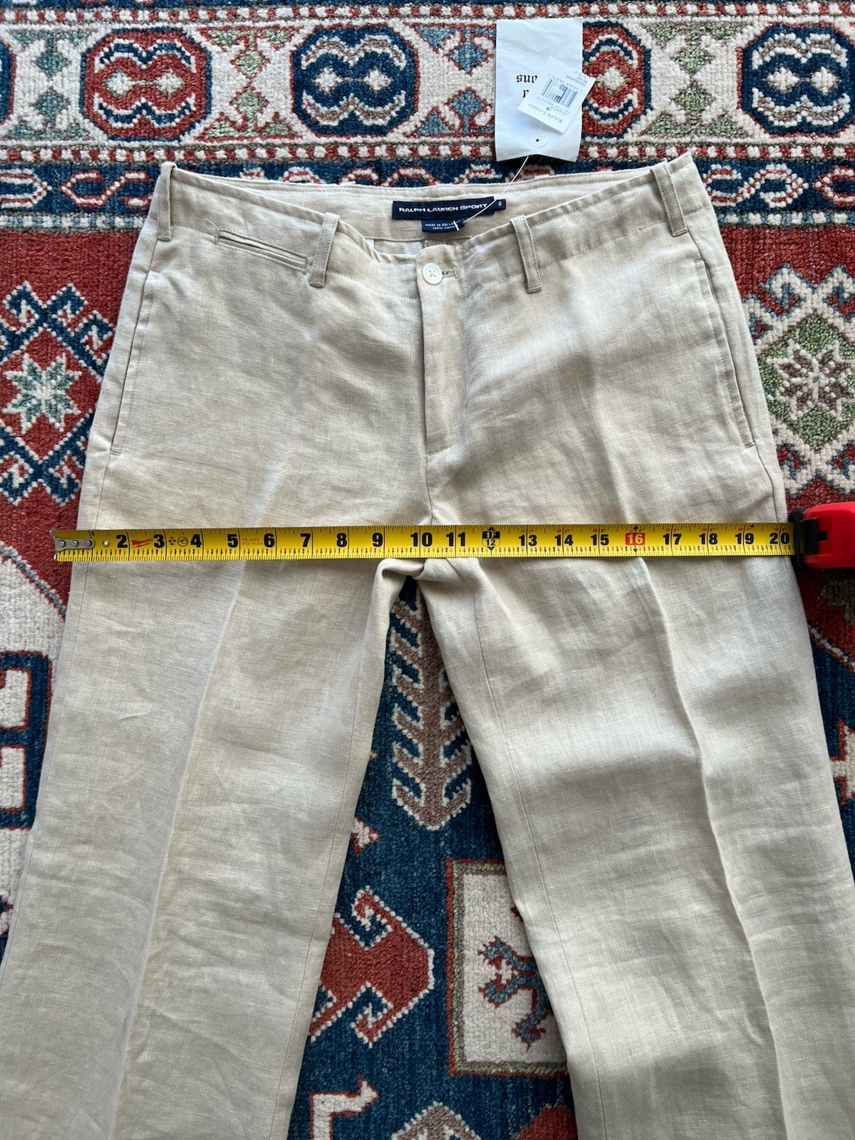 New VTG Ralph Lauren Sport Womens Linen Pants Wide Leg Low rise Sz 6 Beige