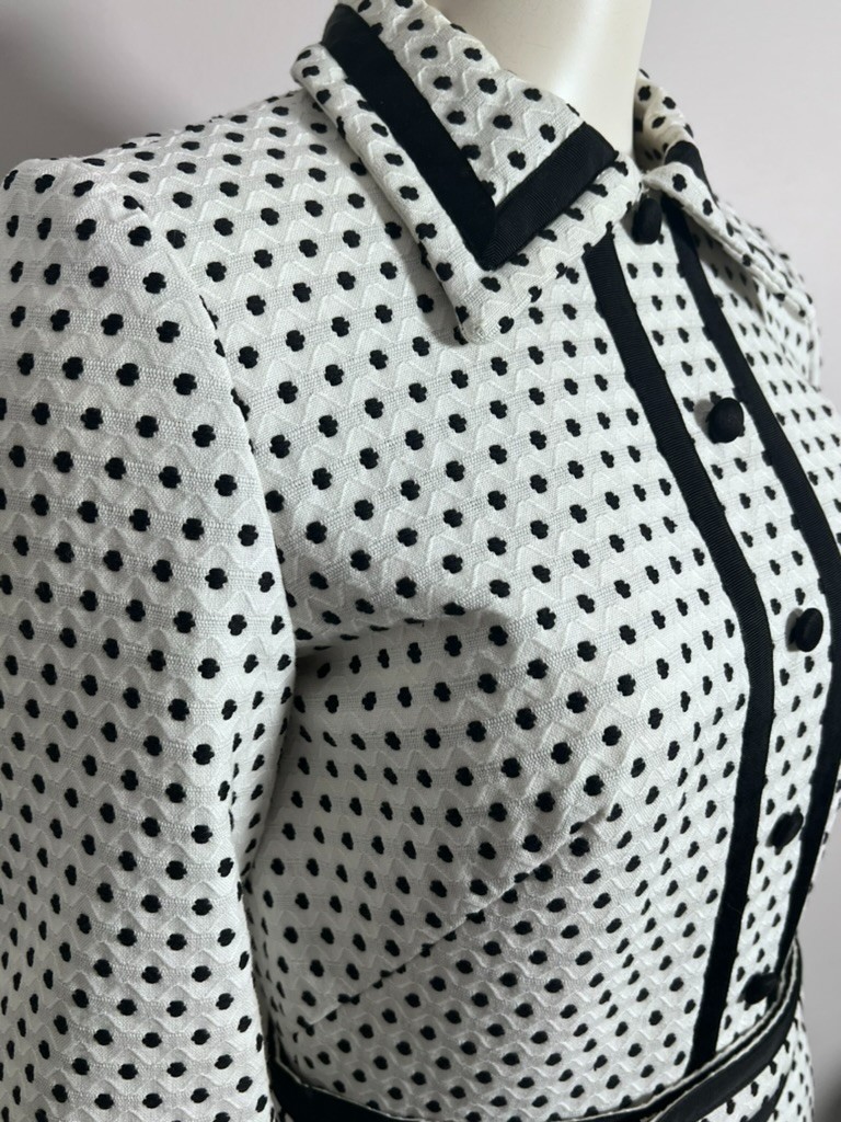 Vintage 1960s Custom Made Polka Dot Dress with Belt – Mod Jackie O Style