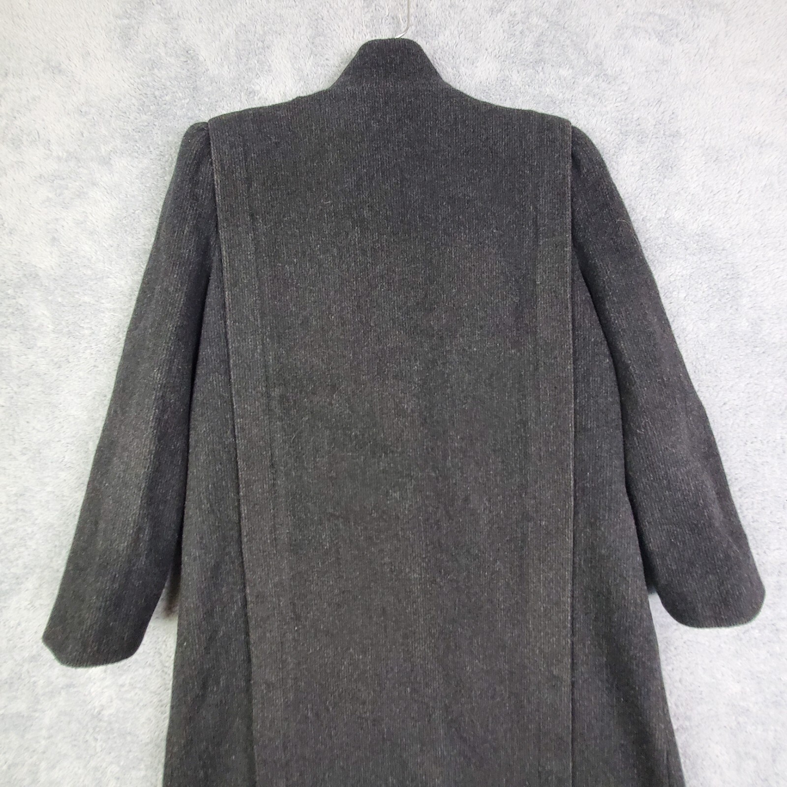 Vtg 70s Womens Jacket Size Medium Gray Wool Cashmere Blend Trench Coat ILGWU