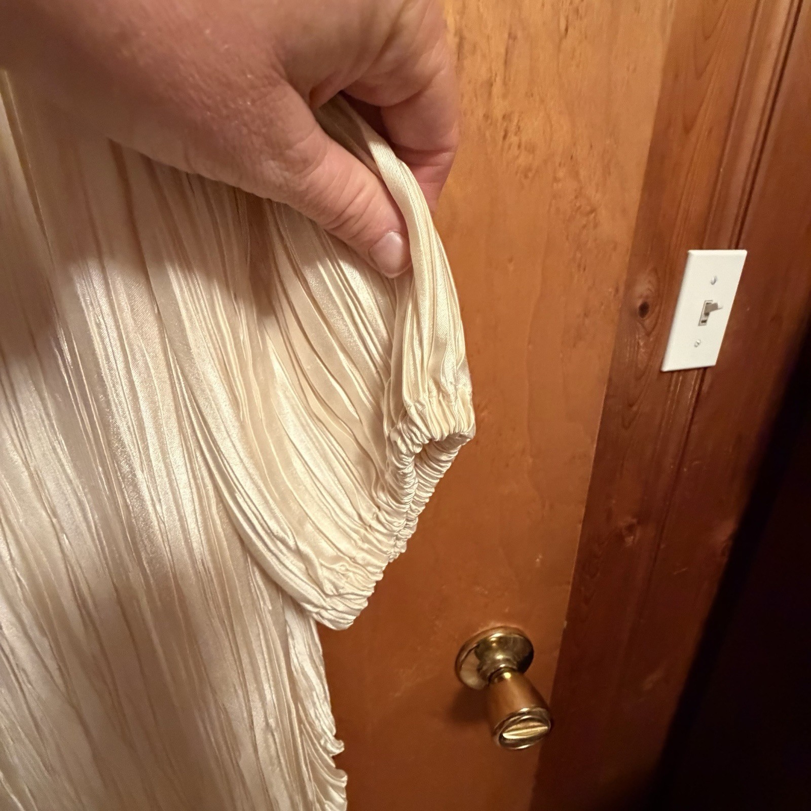 Samuel Scott Pleated Vintage Long Sleeve Dress Ivory Polyester Size 8