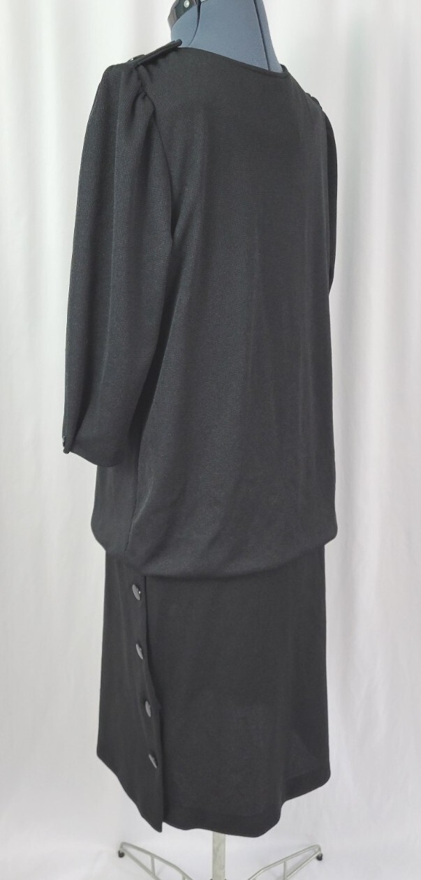 Vintage Risa Ann Black Ribbed Knit Sweater Drop Waist Dress Size L/XL?