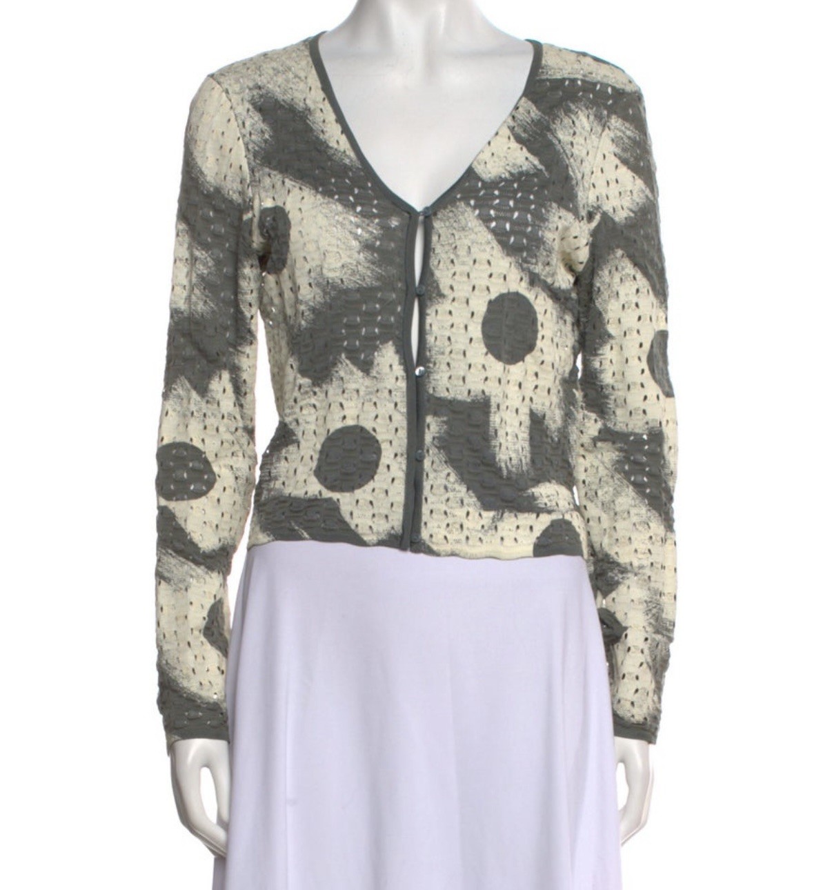 Christian Dior Vintage 2001 Matching Set Sweater Top Cardigan White Gray FR 42 L