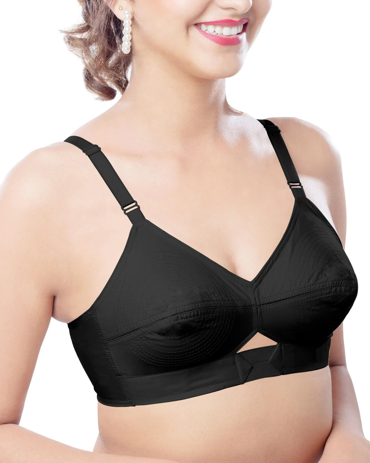 Padded Bullet Bra Organic Cotton – Vintage Retro Bra (Plus Size Available) Black