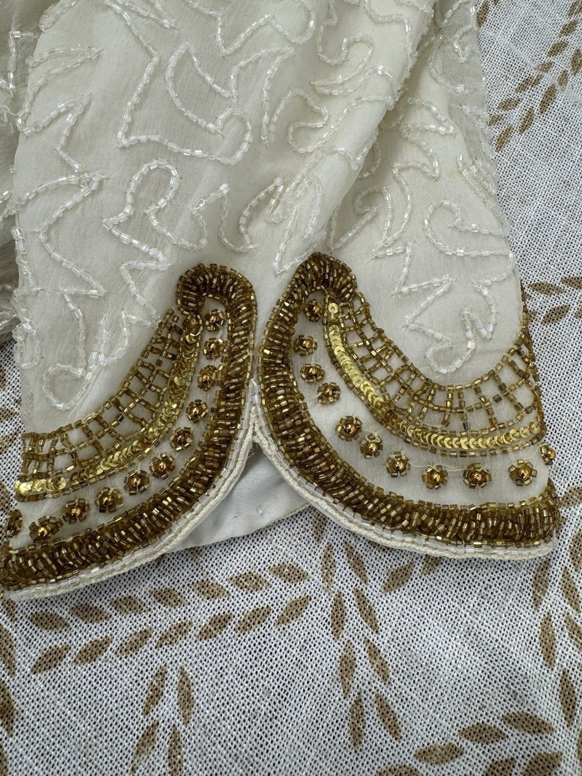 Laurence Kazar Wedding Ivory Gold Sequin Beaded Lace Blazer Jacket 2XL
