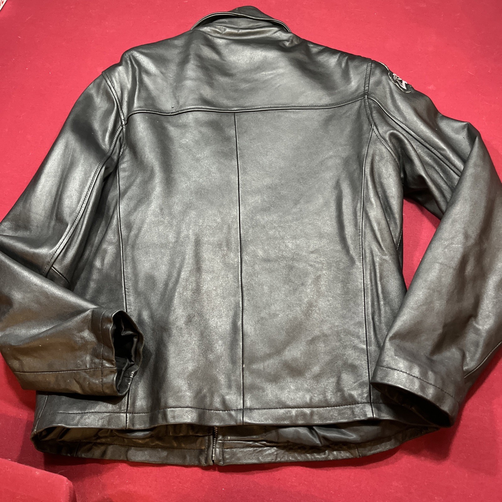 Luis Alvear Black Leather Jacket Zip Up Moto Biker Butterfly Arm Patch Women’s S