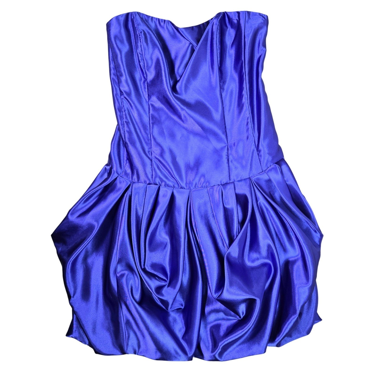 Jessica McClintock for Gunne Sax Royal Purple Satin Bubble Hem Mini Dress Sz 13