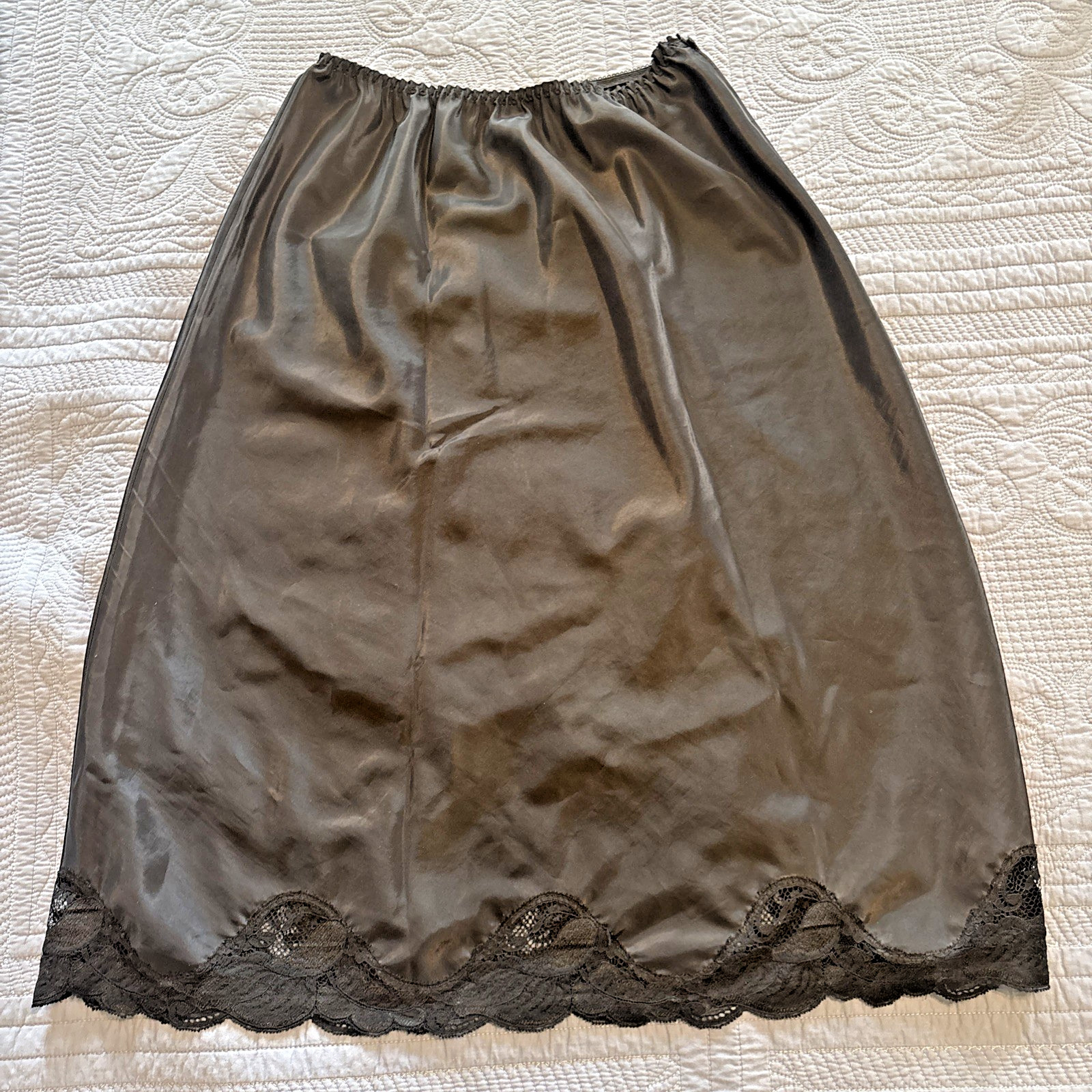 Lady Lynne Black Half Slip Polyester 27” Long Women’s Size Medium Vintage Lace