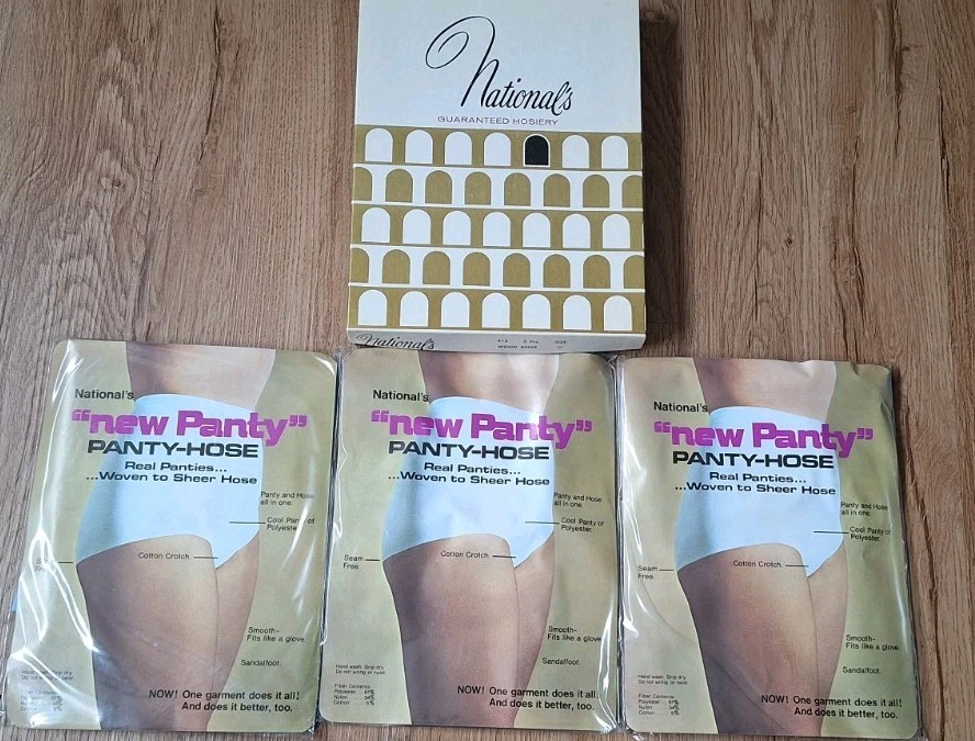 3 Vintage Nationals New Panty Panty Hose Size D Wood Beige