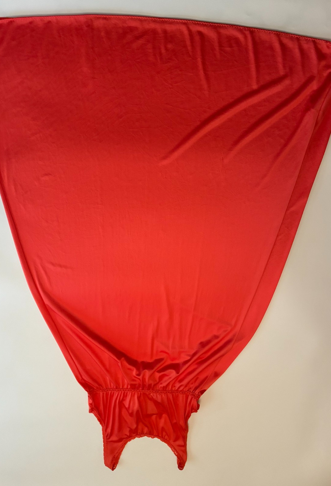 Vintage MISS ELAINE GRECIAN NIGHTGOWN Medium PEACH Orange Long Nylon Plunge Gown