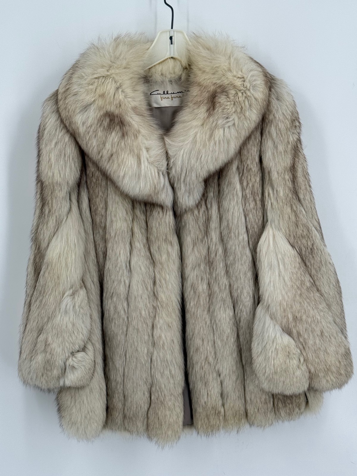 Vintage Cullum&rsquo;s Fine Furs Blonde Light Gray Fox Fur Leather Coat Women&rsquo;s